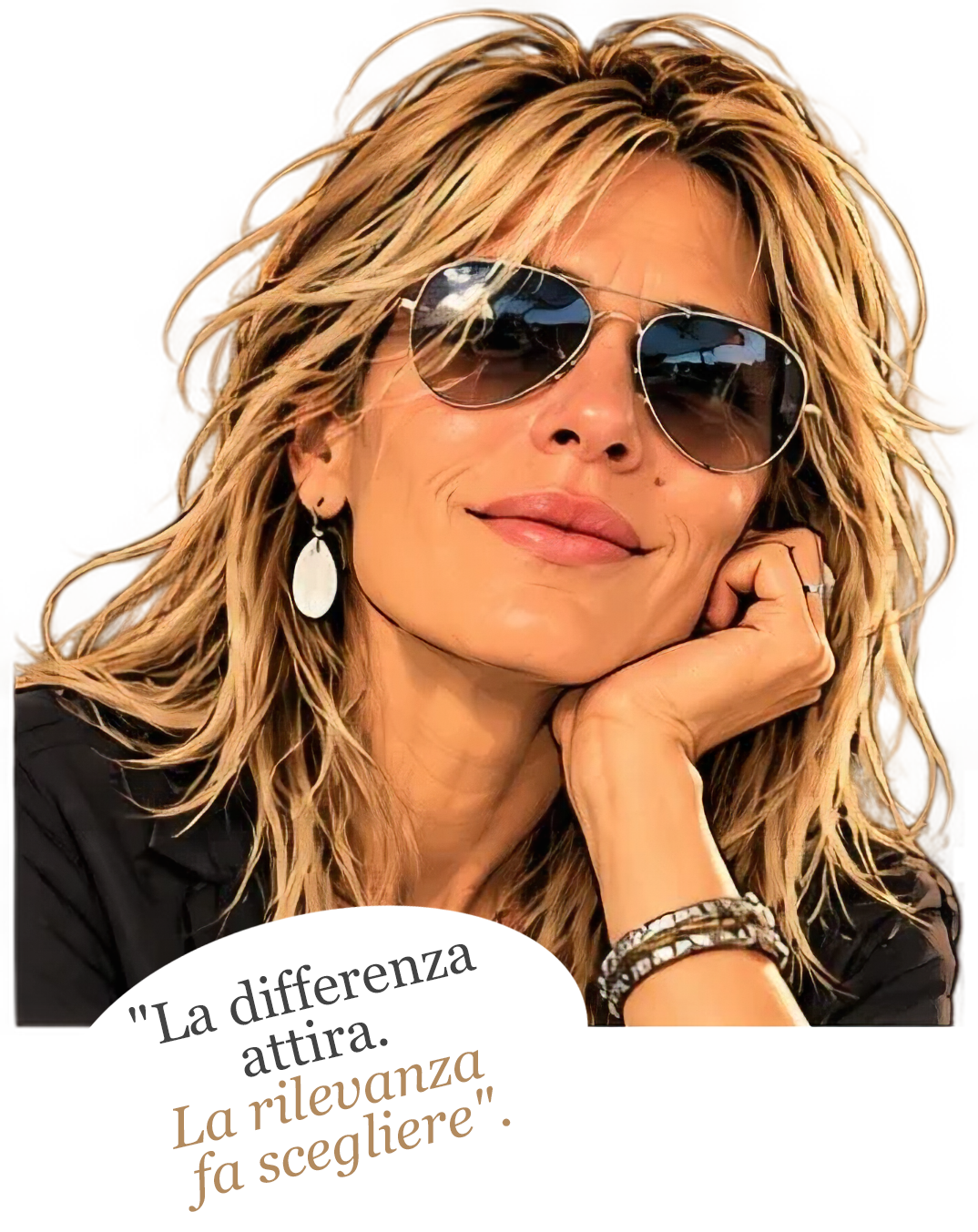 Ritratto illustrato di Elda Greco in primo piano